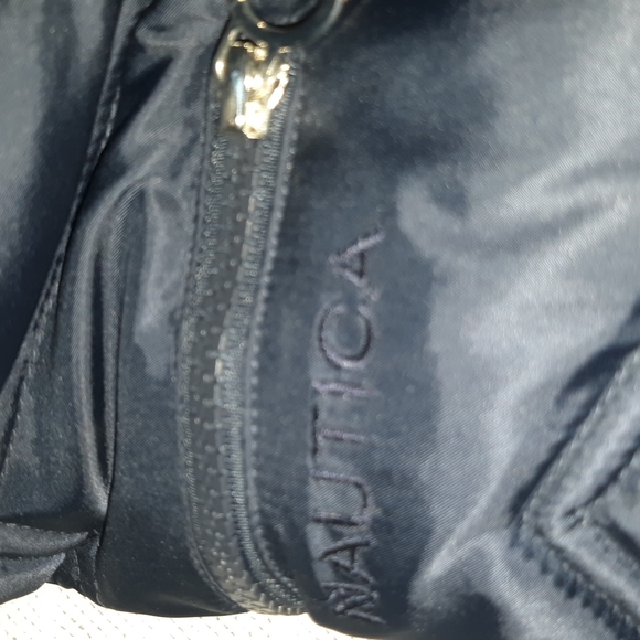 Nautica Faux Fur Trim Puffer Jacket in Navy Blue - Picture 12 of 15